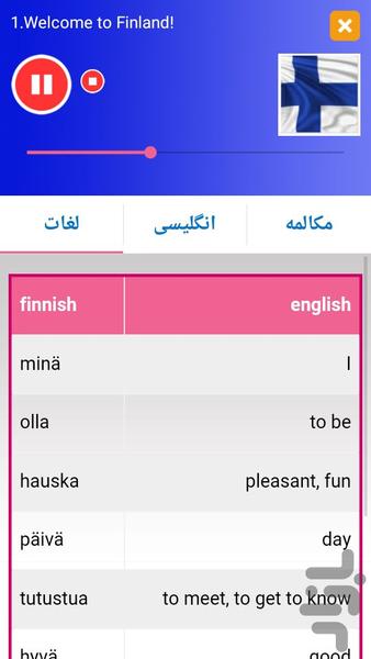 آموزش زبان فنلاندی مقدماتی - Image screenshot of android app