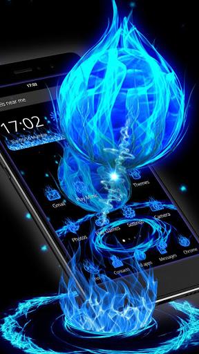 3D Blue Fire Ball Theme - Image screenshot of android app