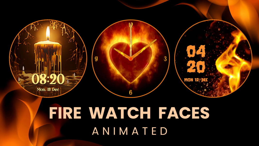 Fire Watch Faces - Animated - عکس برنامه موبایلی اندروید