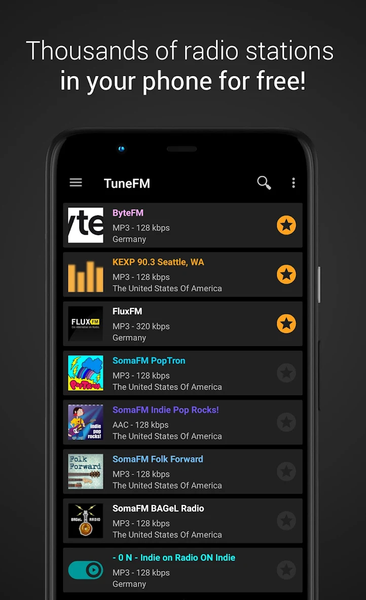 Internet Radio Player - TuneFm - عکس برنامه موبایلی اندروید