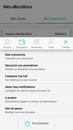 Caf - Mon Compte - عکس برنامه موبایلی اندروید
