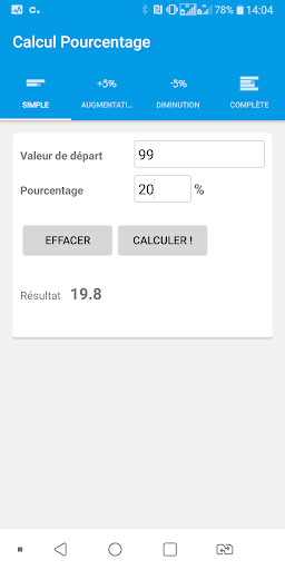 Percentage calculator - Image screenshot of android app