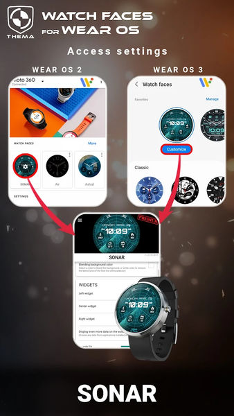 Sonar Watch Face - عکس برنامه موبایلی اندروید