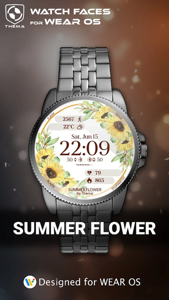 Summer Flower Watch Face - Image screenshot of android app