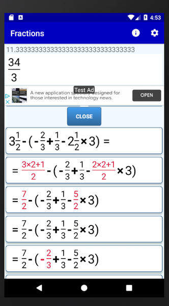 Fractions School Calculator - عکس برنامه موبایلی اندروید
