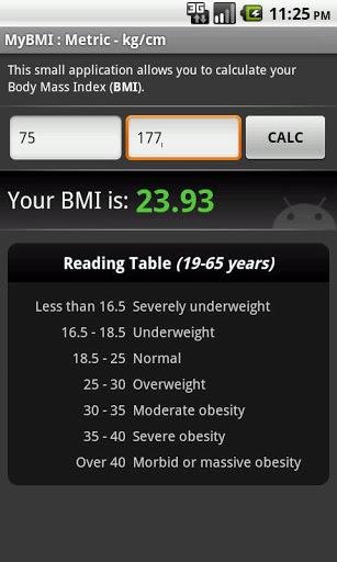 BMI Calculator (free) - Image screenshot of android app