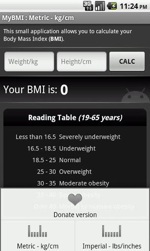 BMI Calculator (free) - Image screenshot of android app