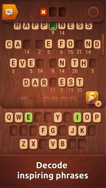 Colorwood Words - Cryptogram - Gameplay image of android game