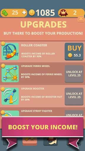 Theme Park Clicker: Idle Craft. Roller Coaster Inc - Gameplay image of android game