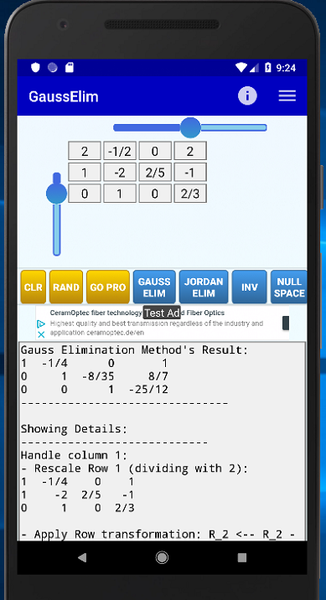 Gauss Elimination Calculator - Image screenshot of android app