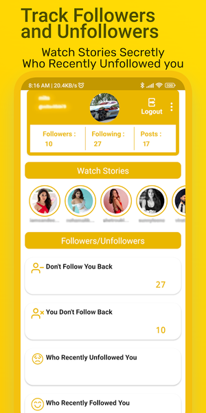 Followers And Unfollowers - Image screenshot of android app