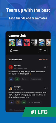 GamerLink LFG: Teams & Friends - عکس برنامه موبایلی اندروید