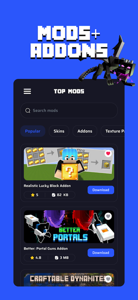 Mod Addons for Minecraft PE - عکس برنامه موبایلی اندروید