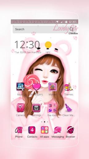 Pink Lovely Girl Theme - Image screenshot of android app