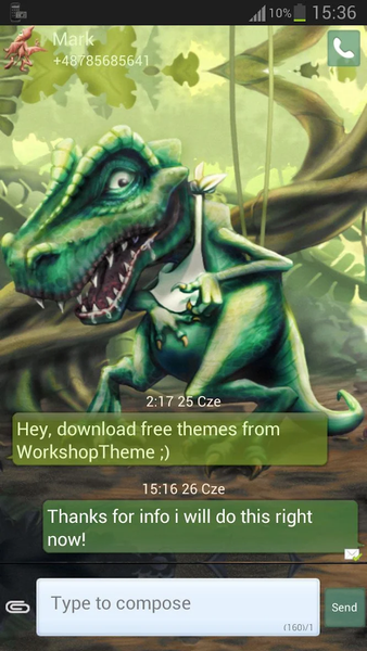 Dino Theme GO SMS Pro - Image screenshot of android app