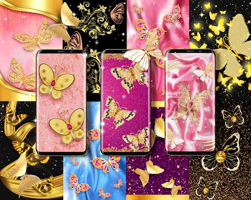 Gold butterfly live wallpaper - Image screenshot of android app