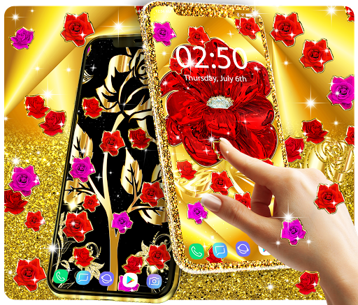 Gold rose live wallpaper - Image screenshot of android app