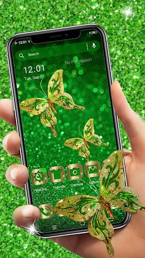 Golden Butterfly Glitter Theme - Image screenshot of android app