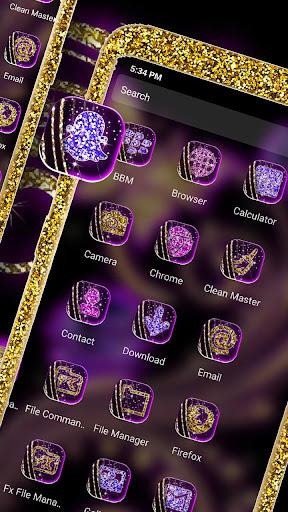 Golden Purple Butterfly Theme - عکس برنامه موبایلی اندروید