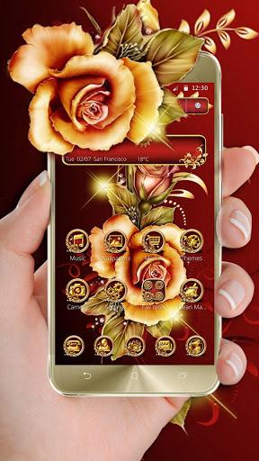 Golden Red Luxury Rose Theme - عکس برنامه موبایلی اندروید