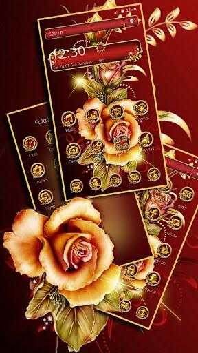 Golden Red Luxury Rose Theme - Image screenshot of android app