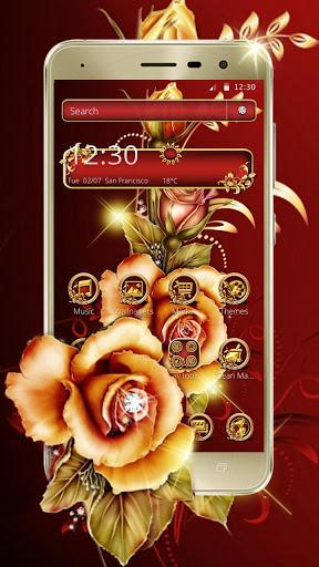 Golden Red Luxury Rose Theme - Image screenshot of android app