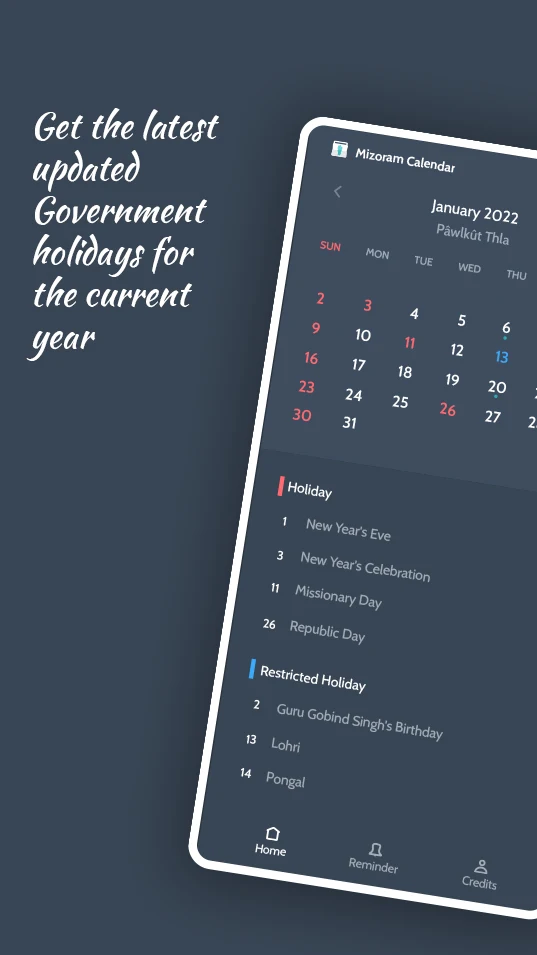 برنامه Mizoram Calendar دانلود بازار