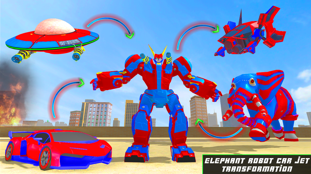Grand Elephant Robot Jet game - Gameplay image of android game