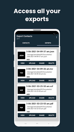 Export contacts - عکس برنامه موبایلی اندروید