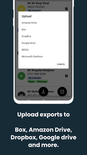 Export contacts - عکس برنامه موبایلی اندروید