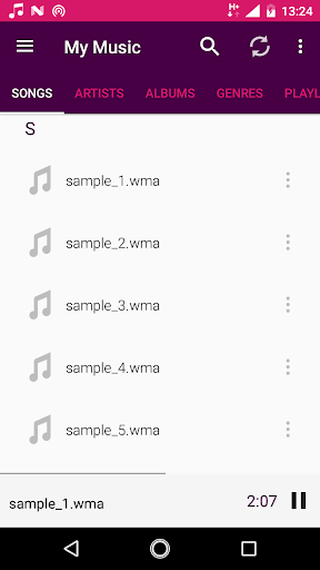 WMA player for android - Image screenshot of android app