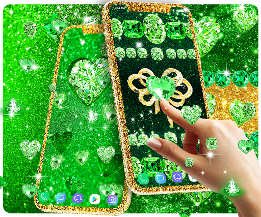 Green diamond shiny wallpapers - Image screenshot of android app