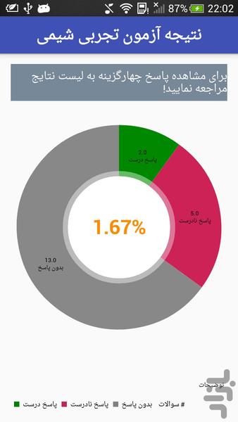 کنکور تجربی - شیمی - عکس برنامه موبایلی اندروید