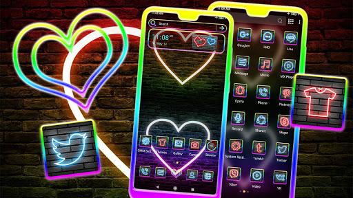 Neon Heart Launcher Theme - Image screenshot of android app