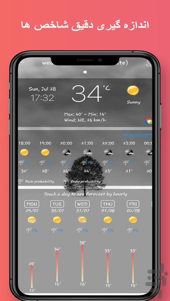 پیش بینی آب و هوا دقیق - عکس برنامه موبایلی اندروید