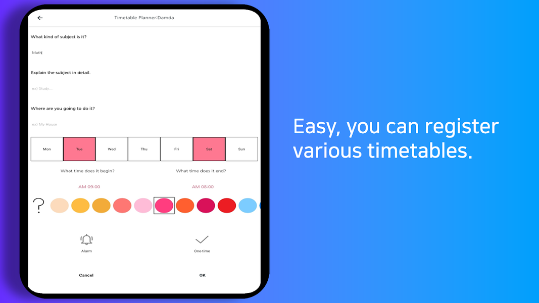 Planner Timetable with alarm f - Image screenshot of android app