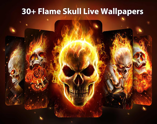 skulls on fire wallpaper
