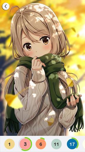 Pixel Art-Anime Girl Color By Number - Image screenshot of android app