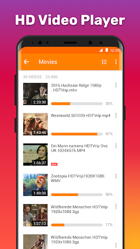 HD Video Player - عکس برنامه موبایلی اندروید