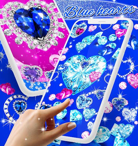 Blue hearts diamonds wallpaper - Image screenshot of android app