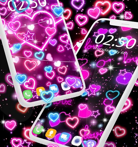Neon hearts live wallpaper - Image screenshot of android app
