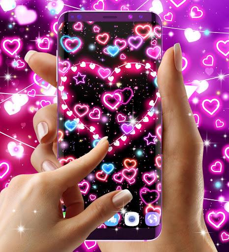 Neon hearts live wallpaper - Image screenshot of android app