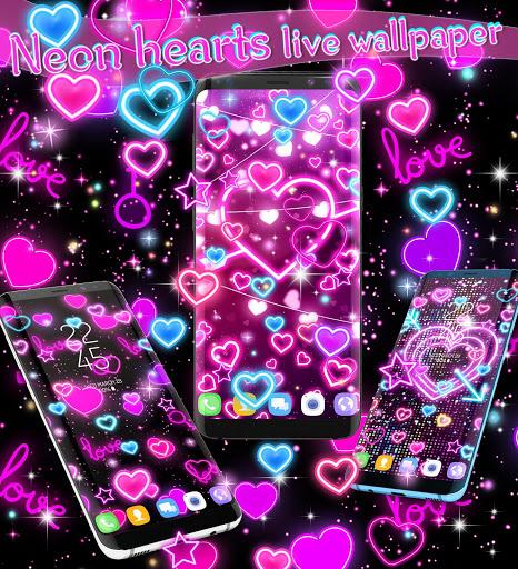 Neon hearts live wallpaper - Image screenshot of android app