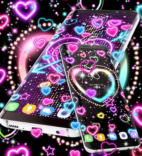 Neon hearts live wallpaper - Image screenshot of android app