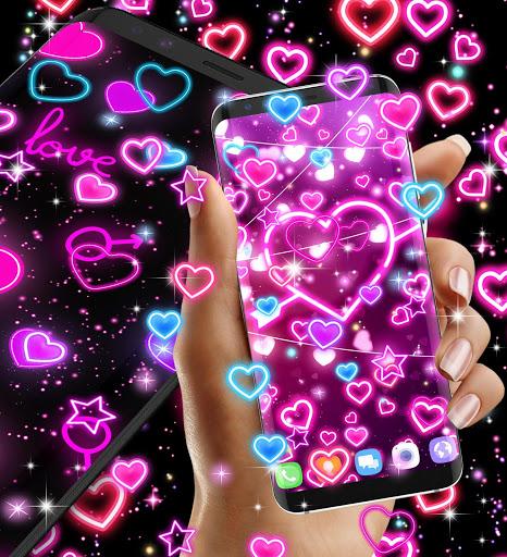 Neon hearts live wallpaper - Image screenshot of android app