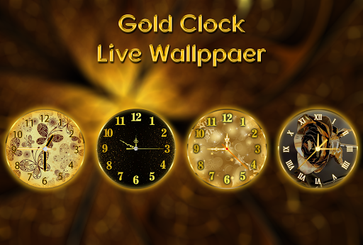 Analog Gold Clock Wallpaper - عکس برنامه موبایلی اندروید