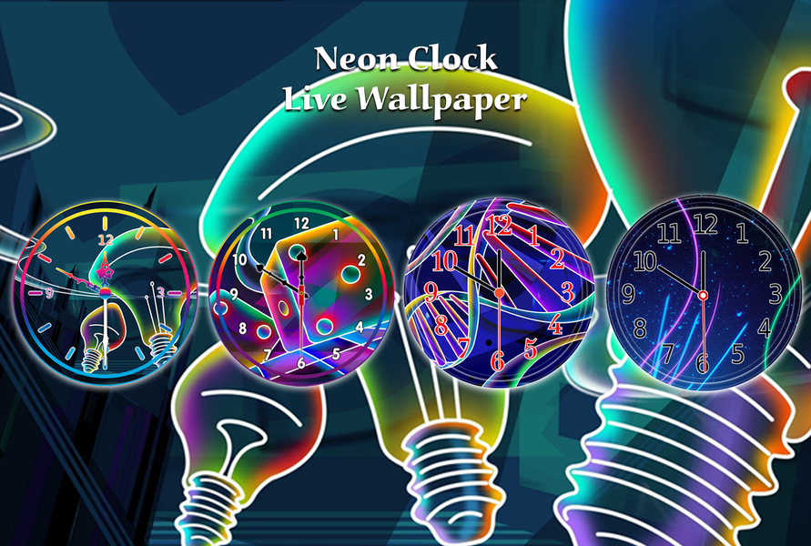 Neon Clock Live Wallpaper - Image screenshot of android app