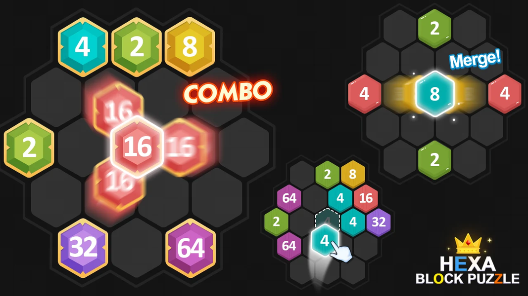 Merge puzzle - Hexa - Gameplay image of android game