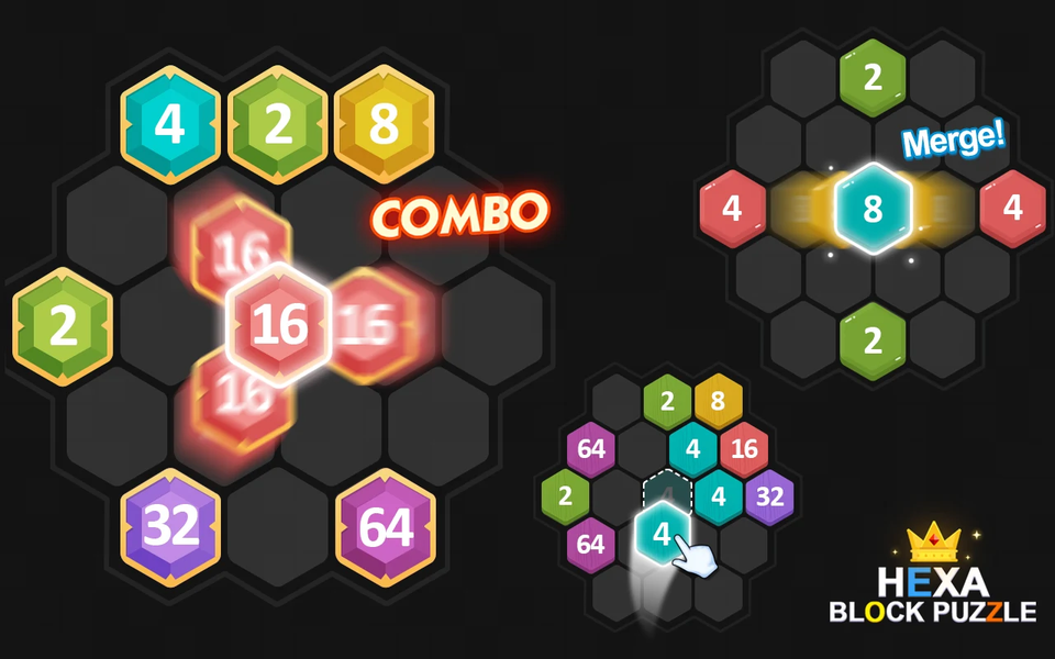 Merge puzzle - Hexa - Gameplay image of android game