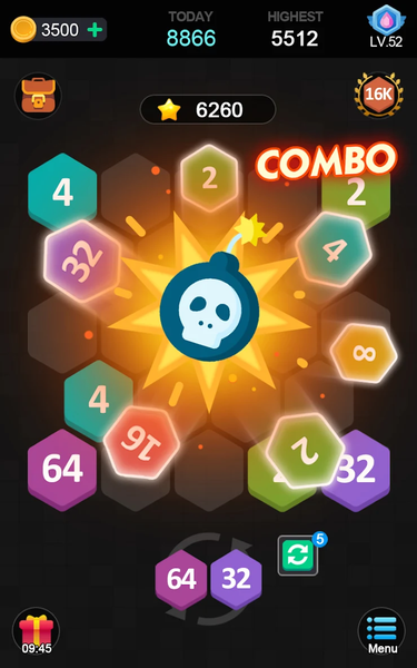 Merge puzzle - Hexa - Gameplay image of android game